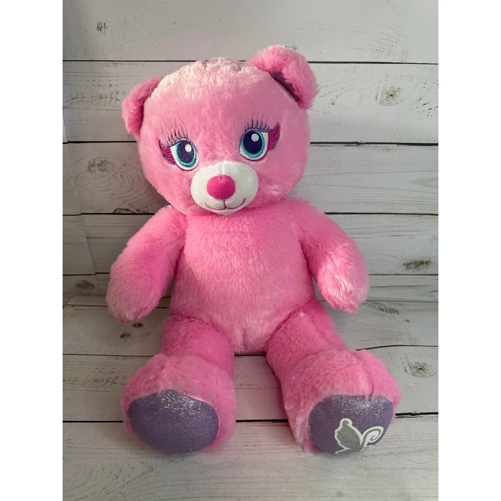 Build A Bear‎ Pink Fairy Bear Plush 16" Purple Glitter Wings BAB Stuffed Animal